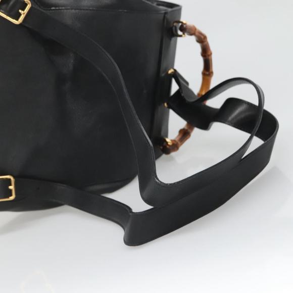 GUCCI Bamboo Backpack Leather Black Gold 003 2058 0016 Auth 136184 main image 12